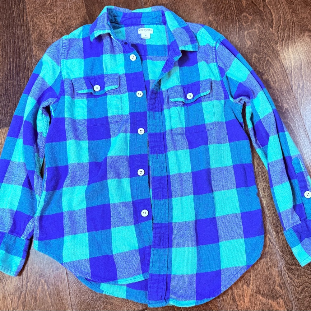 Crewcuts Size 8 Vibrant Blue Flannel